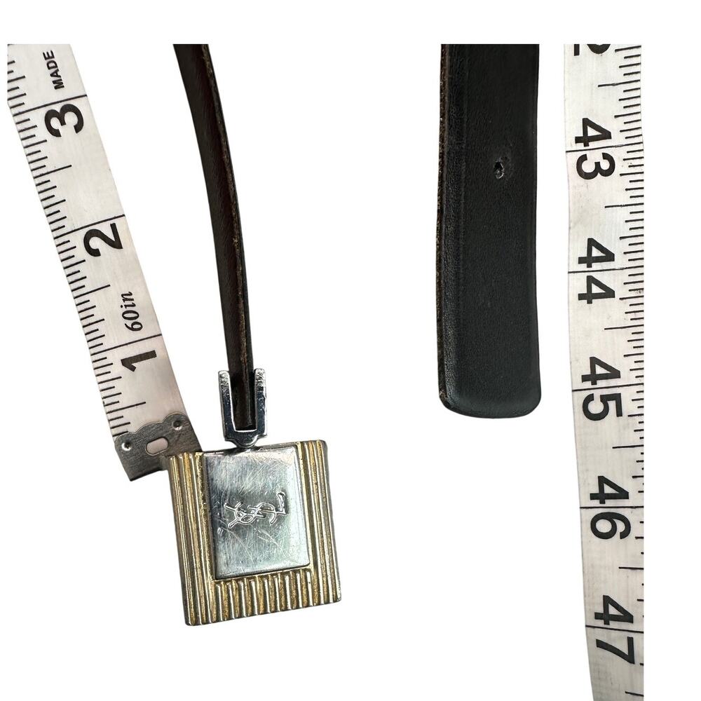 YSL Reversible Leather Belt Mixed Metal Vintage Minimalist Preppy Old Money - Picture 4 of 10